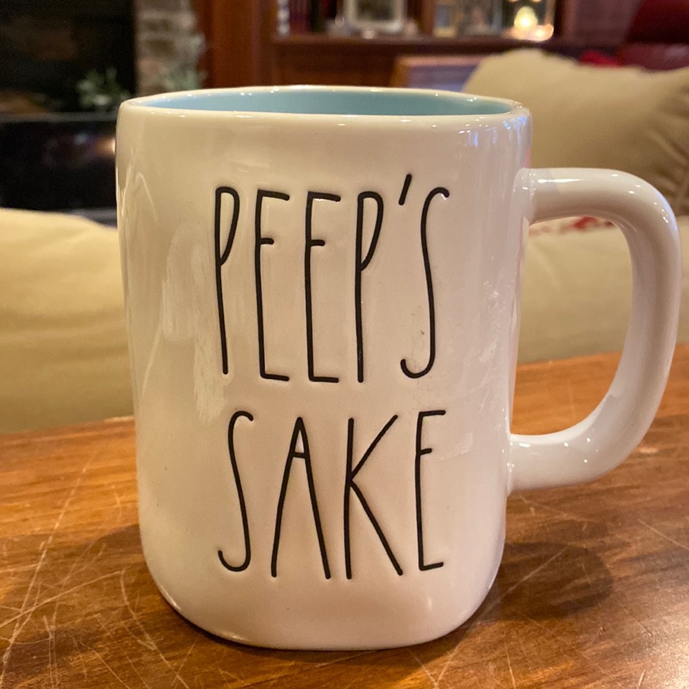 New!! Rae Dunn Easter Mug Peeps Sake Robin Egg Tiffany Blue Interior Cup